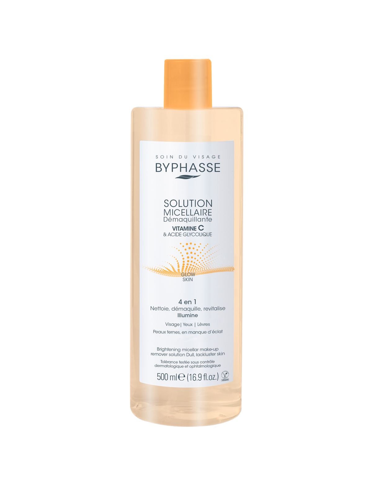 Byphasse Мицеларна за почистване на грим с VITAMIN C & GLYCOLIC ACID 500 мл. NEW